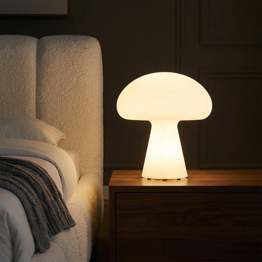 French Mushroom Table Lamp, Mid-Century Vintage Touch Dimmable Rechargeable Bedside Lamp for Bedroom