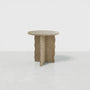 Modern Round Travertine Side Table, Ivory Natural Stone End Table, Minimalist Luxury Accent Furniture for Living Room Bedroom Small Spaces