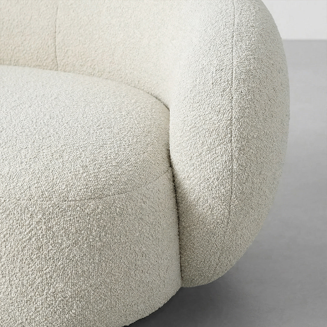 Fluffy Lamb Fleece Accent Chair with Solid Wood Frame, High Rebound Foam Cushion, Curved Round Design for Living Room Bedroom