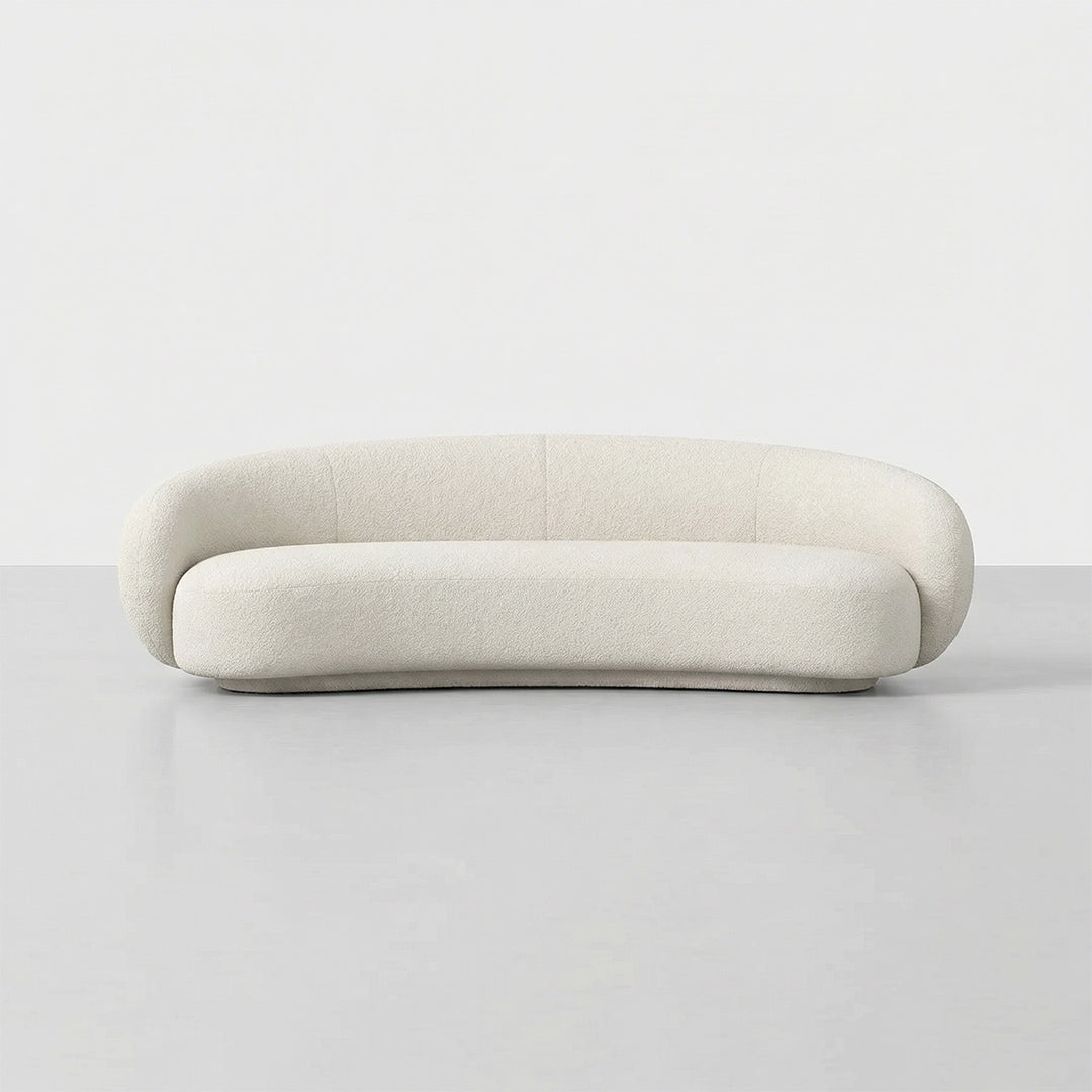 Fluffy Lamb Fleece Accent Chair with Solid Wood Frame, High Rebound Foam Cushion, Curved Round Design for Living Room Bedroom