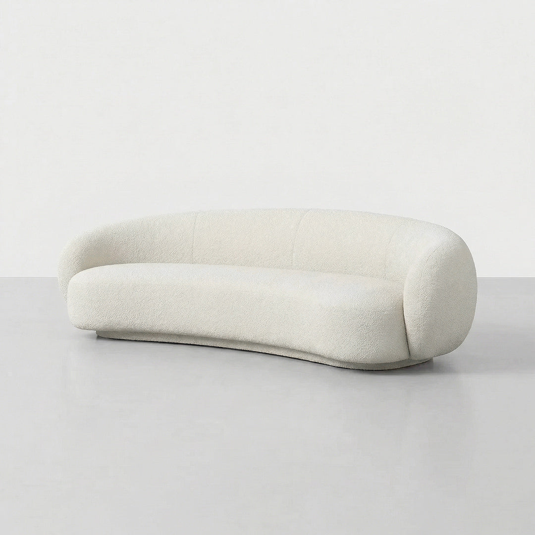 Fluffy Lamb Fleece Accent Chair with Solid Wood Frame, High Rebound Foam Cushion, Curved Round Design for Living Room Bedroom