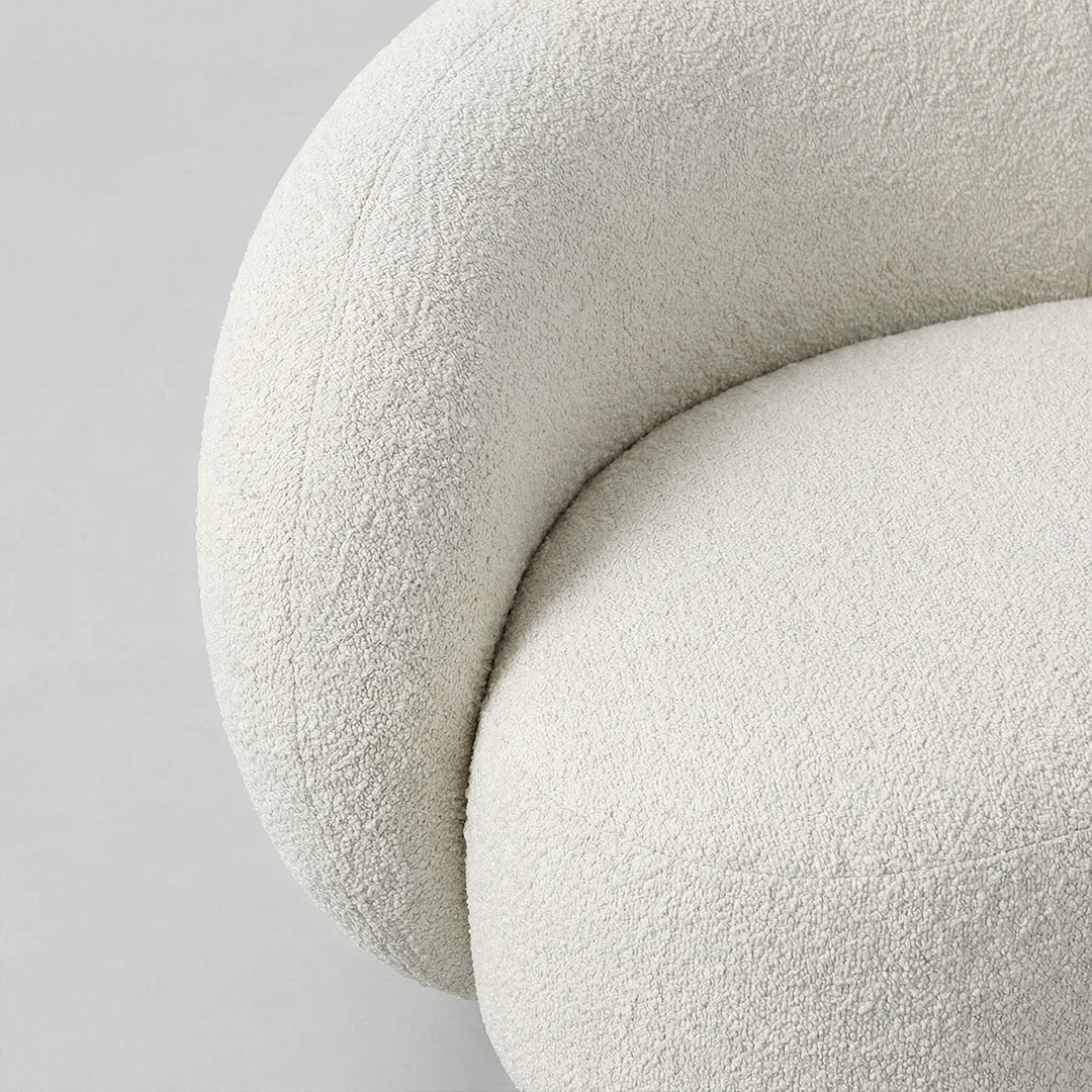Fluffy Lamb Fleece Accent Chair with Solid Wood Frame, High Rebound Foam Cushion, Curved Round Design for Living Room Bedroom
