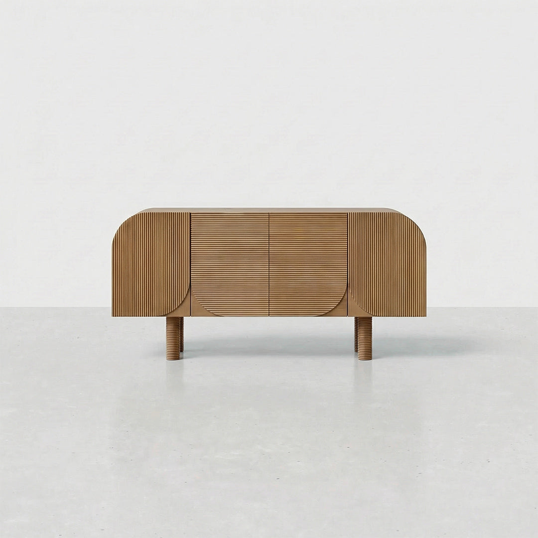 French Mid-Century Vintage Sideboard, North American FAS White Oak Buffet Cabinet with Large Storage, Wabi-Sabi Accent Cabinet for Entryway Dining Room