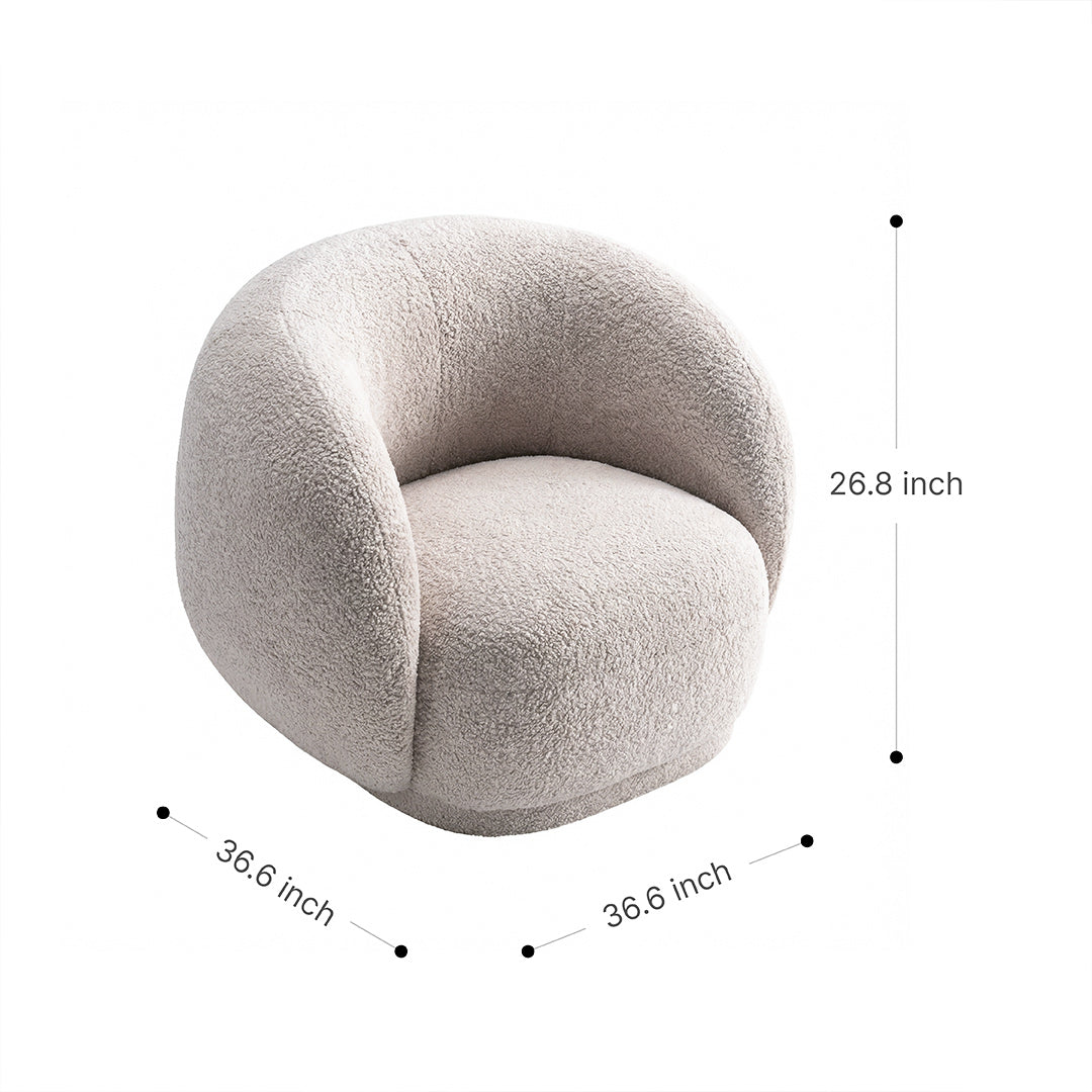 Modern Nordic Curved Cashew Shape Sofa, Fluffy Lamb Fleece Upholstered Sectional Sofa with Solid Wood Frame for Villa Hotel Living Room