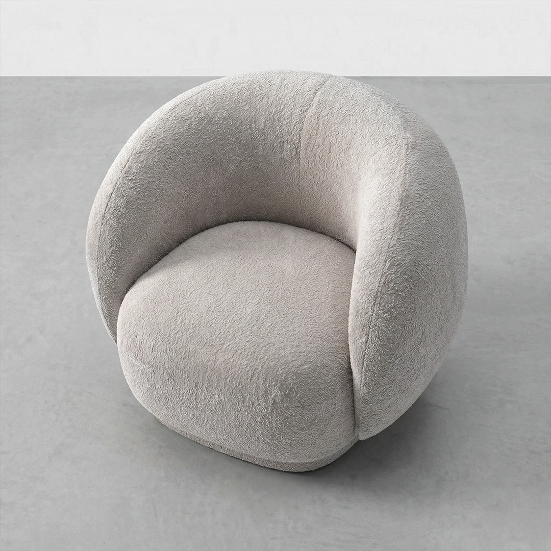 Modern Nordic Curved Cashew Shape Sofa, Fluffy Lamb Fleece Upholstered Sectional Sofa with Solid Wood Frame for Villa Hotel Living Room