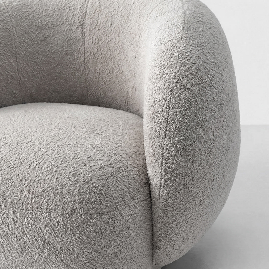 Modern Nordic Curved Cashew Shape Sofa, Fluffy Lamb Fleece Upholstered Sectional Sofa with Solid Wood Frame for Villa Hotel Living Room