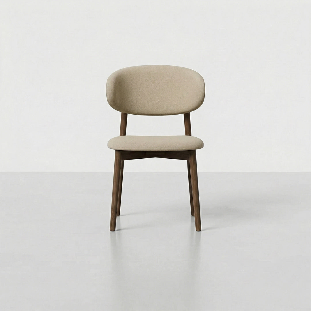Nordic Minimalist Dining Chair with Solid Ash Wood Frame, Upholstered Accent Chair for Kitchen Dining Room
