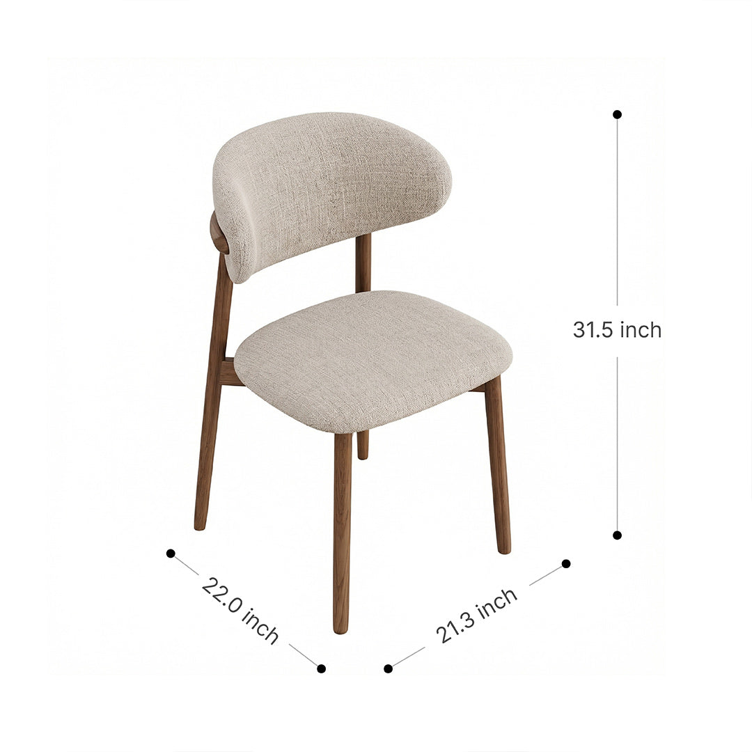 Nordic Minimalist Dining Chair with Solid Ash Wood Frame, Upholstered Accent Chair for Kitchen Dining Room