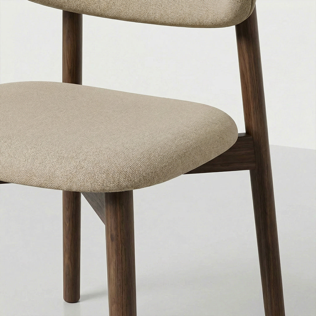 Nordic Minimalist Dining Chair with Solid Ash Wood Frame, Upholstered Accent Chair for Kitchen Dining Room