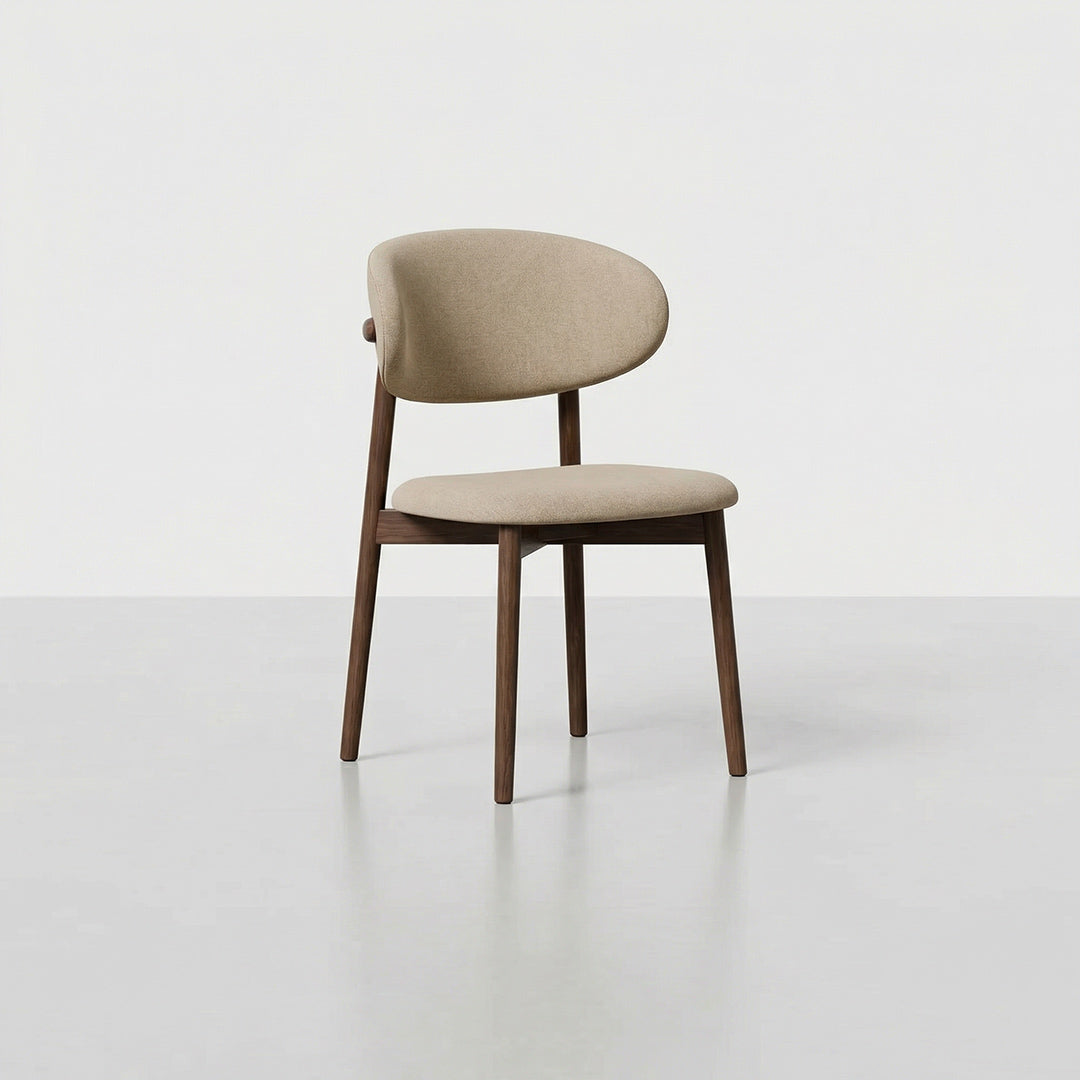 Nordic Minimalist Dining Chair with Solid Ash Wood Frame, Upholstered Accent Chair for Kitchen Dining Room