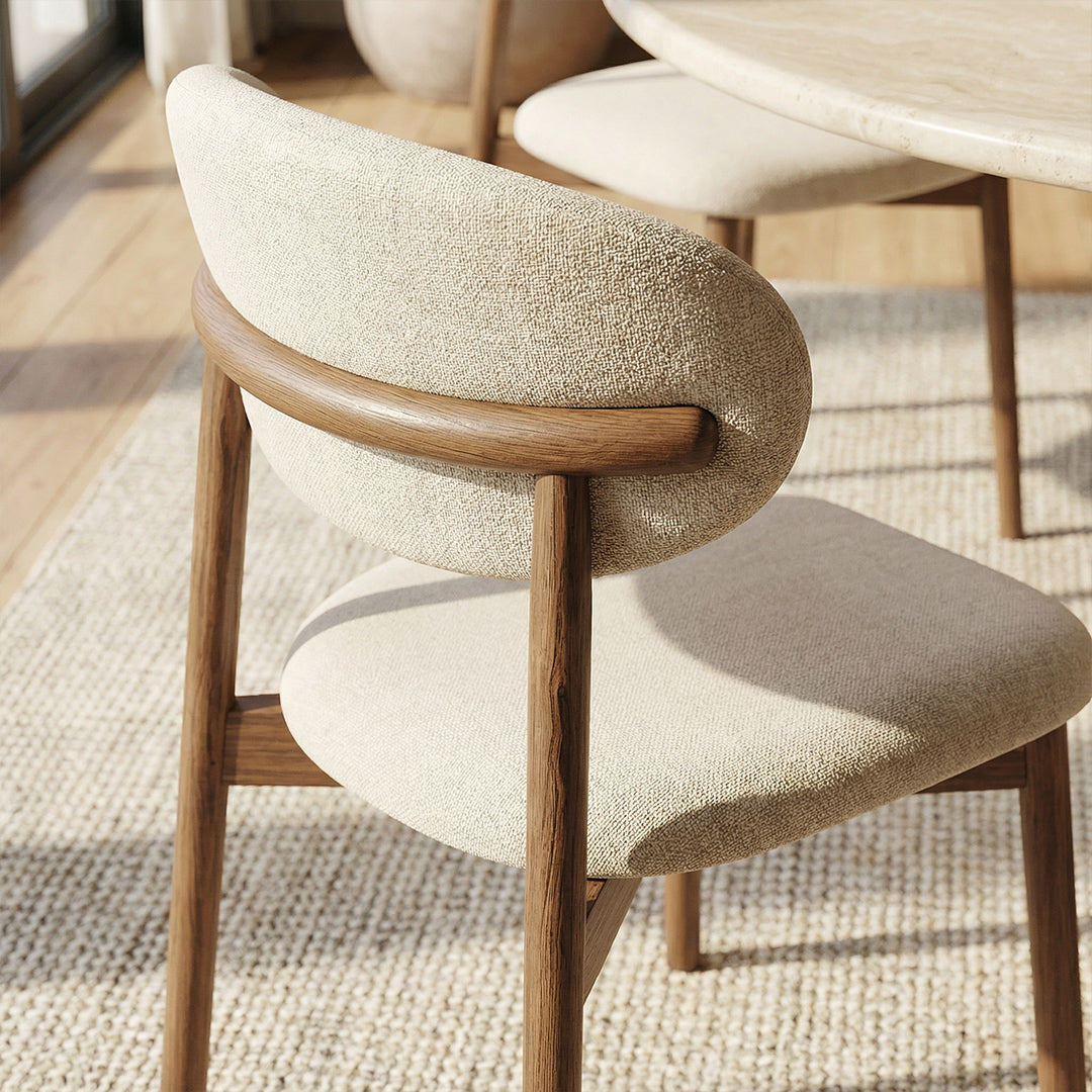 Nordic Minimalist Dining Chair with Solid Ash Wood Frame, Upholstered Accent Chair for Kitchen Dining Room