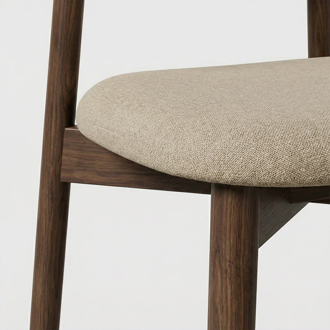 Nordic Minimalist Dining Chair with Solid Ash Wood Frame, Upholstered Accent Chair for Kitchen Dining Room