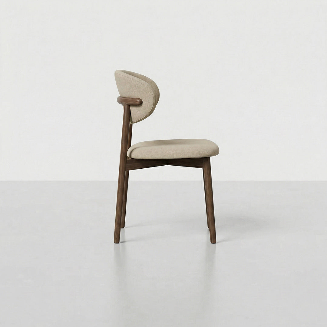 Nordic Minimalist Dining Chair with Solid Ash Wood Frame, Upholstered Accent Chair for Kitchen Dining Room
