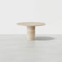 Luxury Round Travertine Dining Table, Natural Roman Travertine Top with Anti-Penetration Treatment, Wabi-Sabi Style for Dining Room
