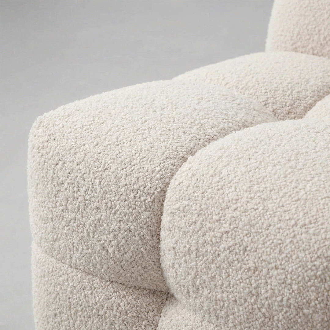 Vintage Retro Marshmallow Sofa, Skin-Friendly Lamb Fleece Fabric, 65cm Deep Seat Sofa for Living Room