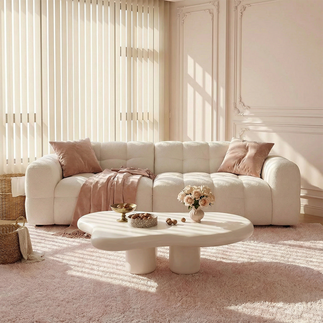 Creative Cloud Shaped Coffee Table, One-Piece FRP Construction Modern Accent Table for Home