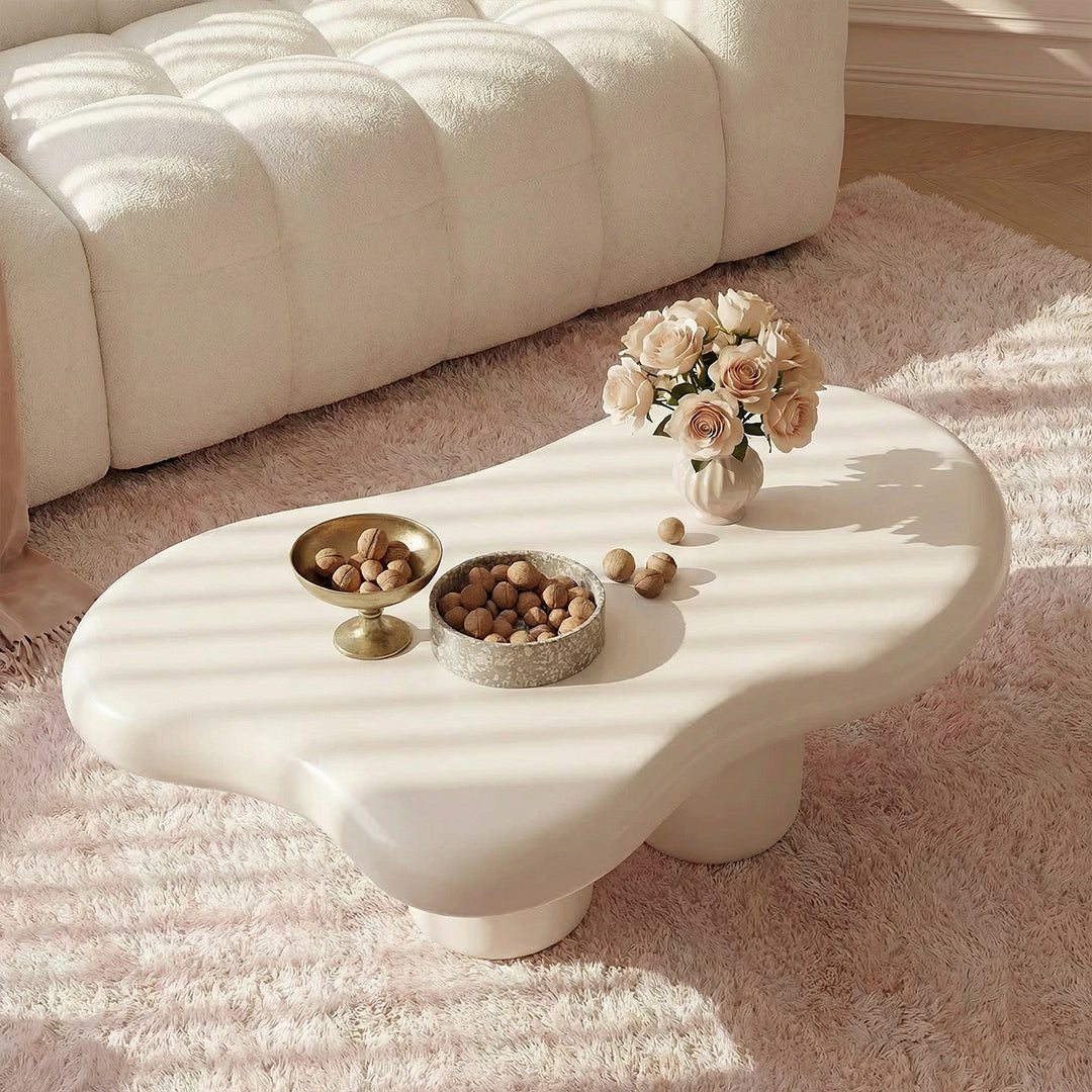Creative Cloud Shaped Coffee Table, One-Piece FRP Construction Modern Accent Table for Home