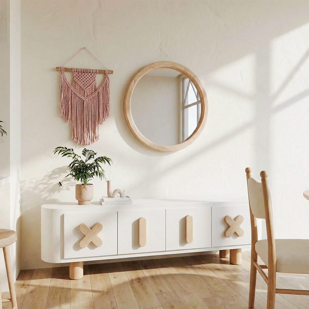 Cream Style TV Stand and Coffee Table Set, ENF-Class Solid Wood with Sintered Stone Top, Modern Minimalist Living Room Furniture