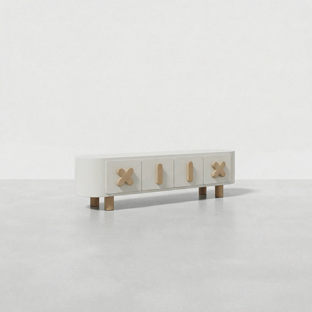 Cream Style TV Stand and Coffee Table Set, ENF-Class Solid Wood with Sintered Stone Top, Modern Minimalist Living Room Furniture