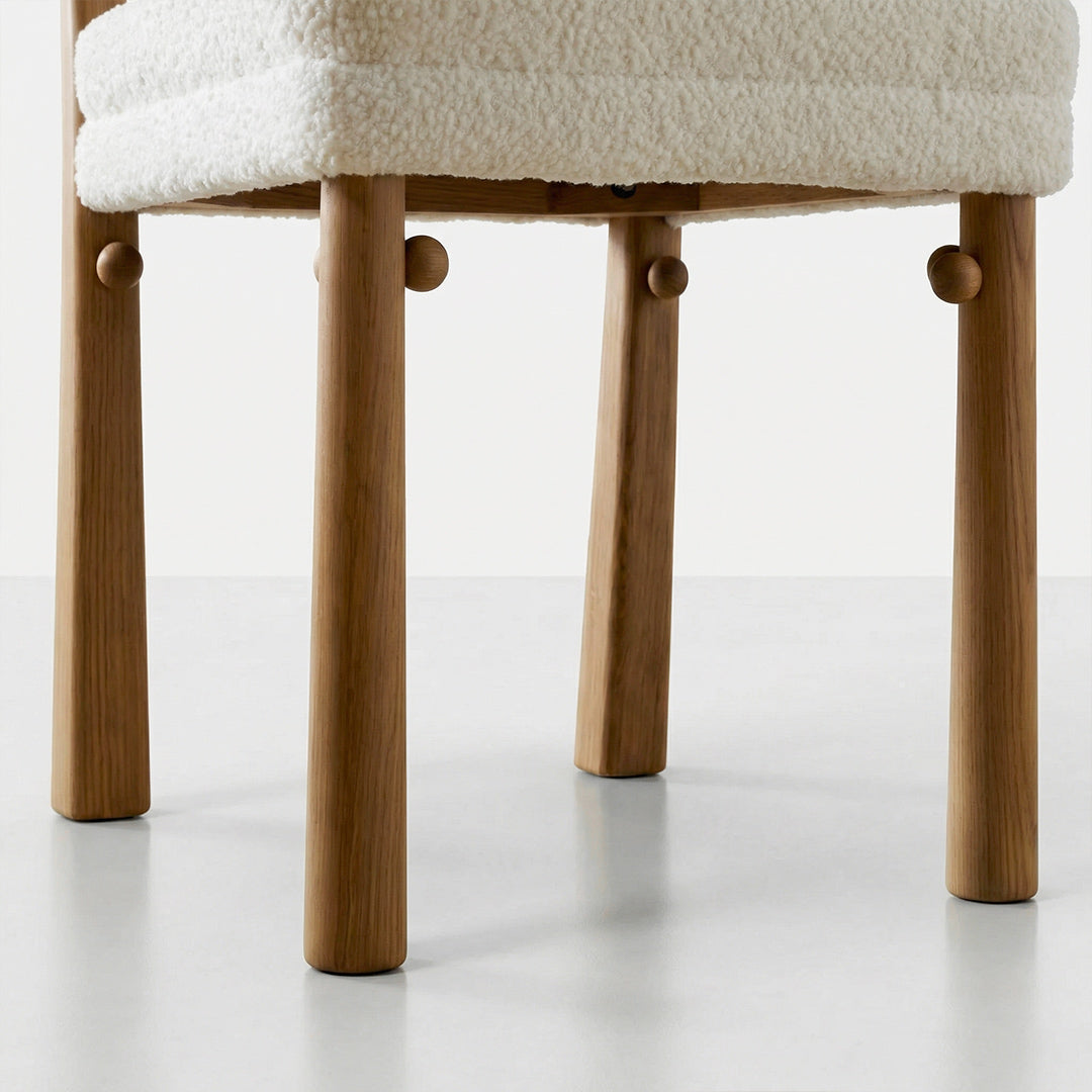 French Retro Dining Chair, Mid Century Modern Accent Chair with Solid Ash Wood Frame, Upholstered Chenille Fabric Side Chair for Living Room Kitchen
