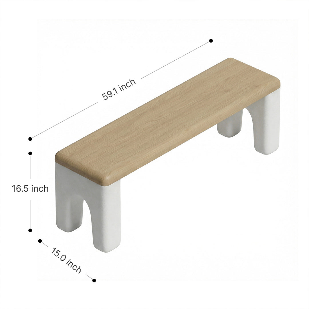 French Cream Style Dining Table, North American White Oak Veneer Kitchen Table with Eco-Friendly Open Paint, SGS Certified Solid Wood Frame for Small Space
