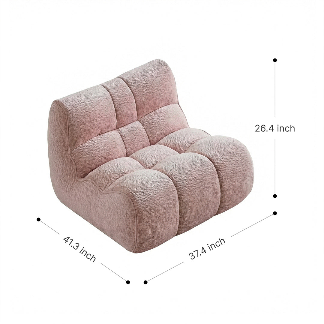 Cream Style Single Sofa Chair, Modern Chenille Accent Chair with Mountain Texture, Ergonomic Lounge Chair for Bedroom Living Room Balcony