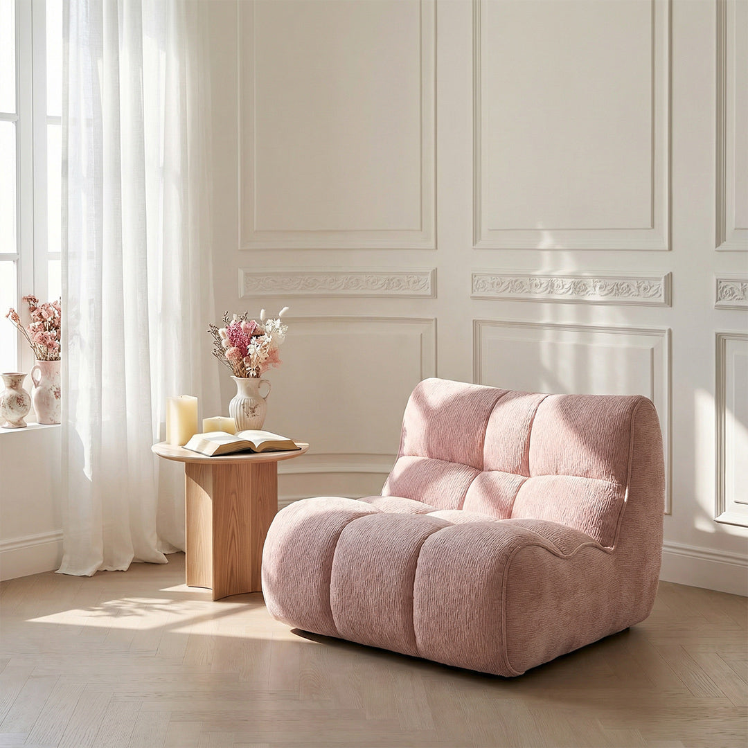 Cream Style Single Sofa Chair, Modern Chenille Accent Chair with Mountain Texture, Ergonomic Lounge Chair for Bedroom Living Room Balcony