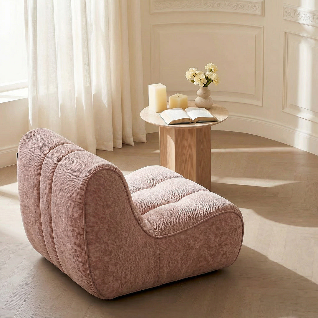 Cream Style Single Sofa Chair, Modern Chenille Accent Chair with Mountain Texture, Ergonomic Lounge Chair for Bedroom Living Room Balcony
