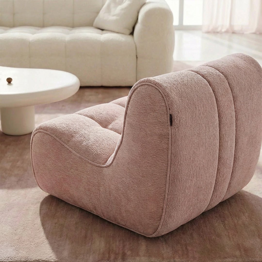 Cream Style Single Sofa Chair, Modern Chenille Accent Chair with Mountain Texture, Ergonomic Lounge Chair for Bedroom Living Room Balcony
