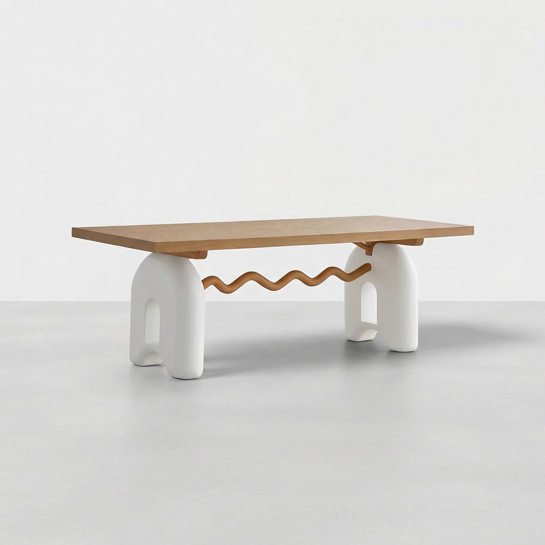 French Cream Retro Solid Wood Dining Table Set, North American White Oak with Open-Pore Eco-Paint, Multi-Functional Table for Dining Room & Study