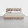 Upholstered Platform Bed Frame with 3D Stereo Cloud Velvet Fabric, Hand Tufted Design, 4-Layer Support System, Edge-to-Edge Space-Saving Modern Bed for Bedroom, Cream Style