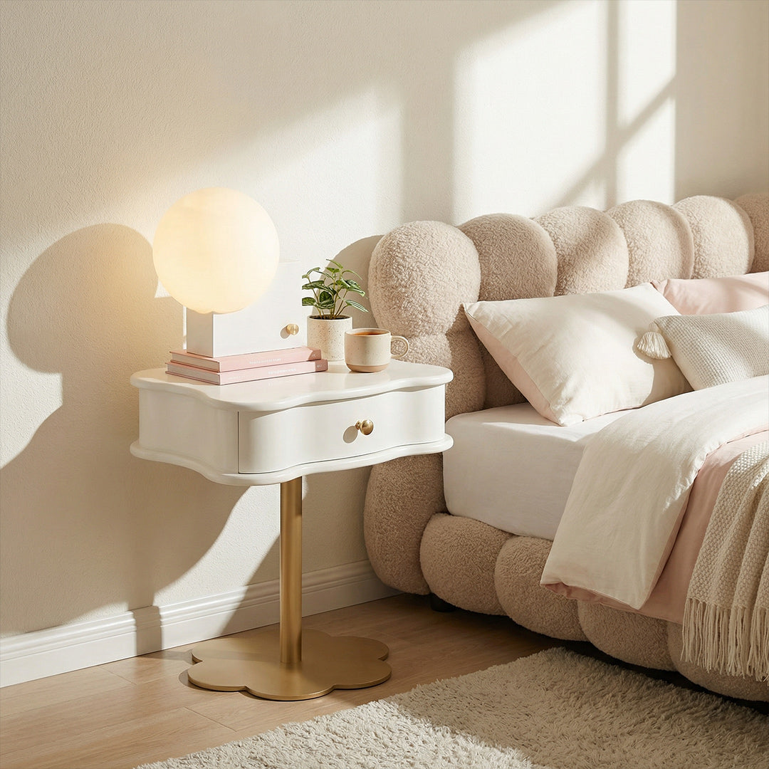 Modern Danish Cream Table Lamp, Wireless Rechargeable Touch Dimmable Bedside Lamp for Bedroom Living Room Hallway
