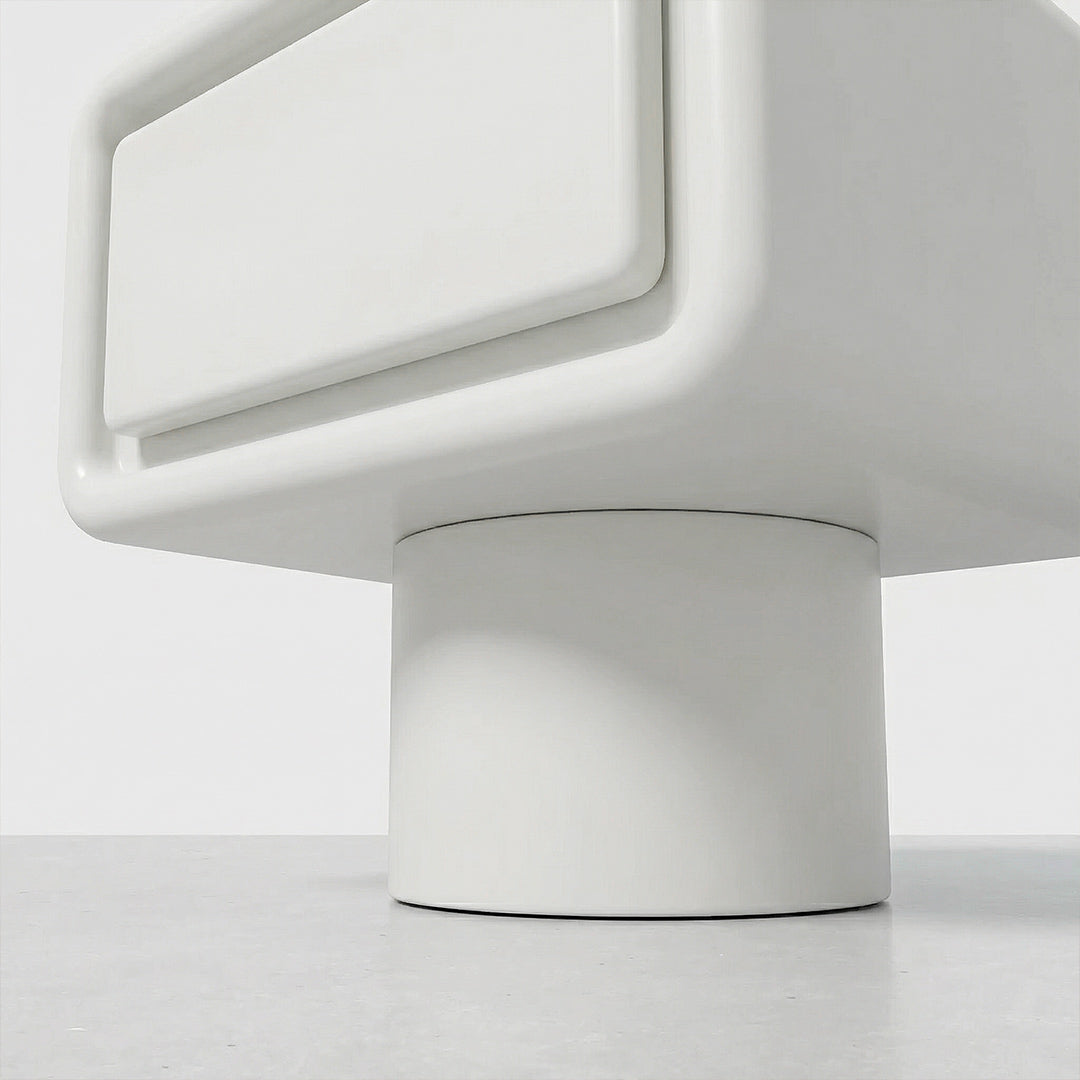 Mid-Century French Cream Cloud Nightstand, Modern Bedside Storage Cabinet with Drawer