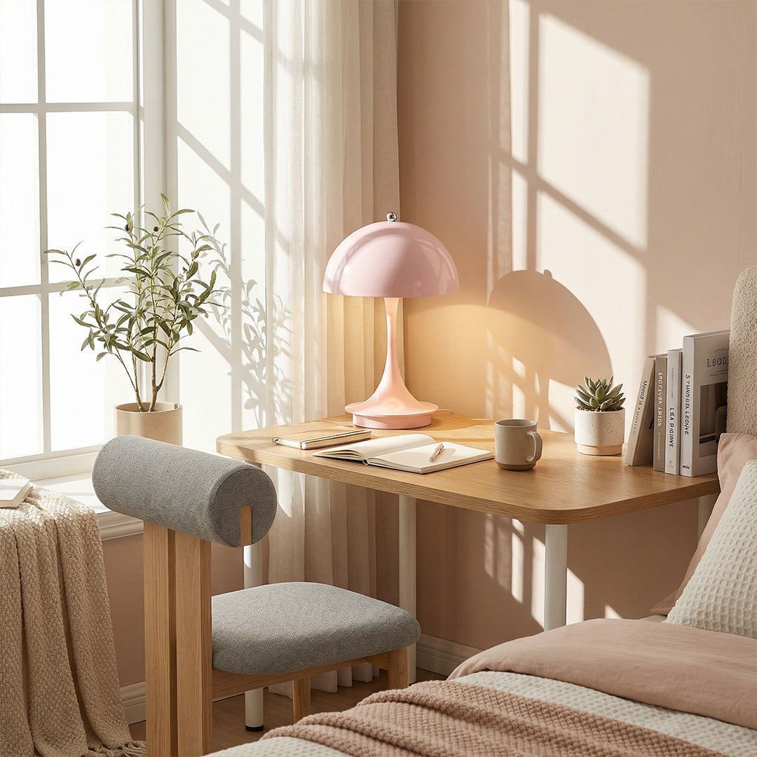 Modern Mushroom Table Lamp, Wireless Rechargeable Touch Dimmable LED Night Light for Bedroom
