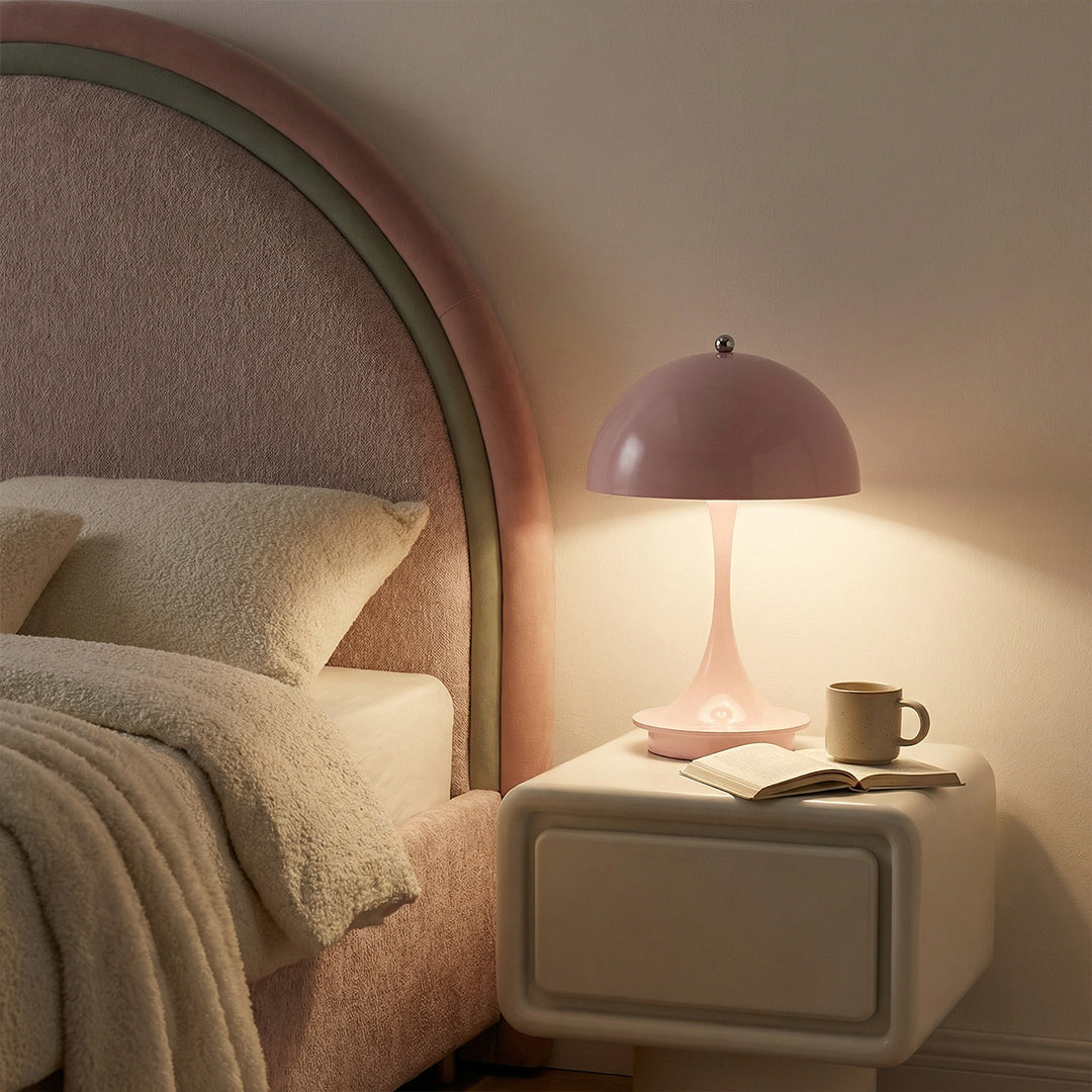 Modern Mushroom Table Lamp, Wireless Rechargeable Touch Dimmable LED Night Light for Bedroom