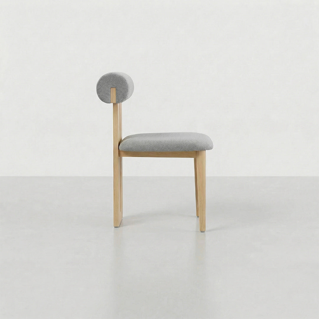 French Retro Mid-Century Upholstered Hippo Dining Chair, Nordic Solid Wood Accent Chair
