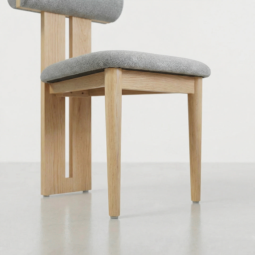 French Retro Mid-Century Upholstered Hippo Dining Chair, Nordic Solid Wood Accent Chair