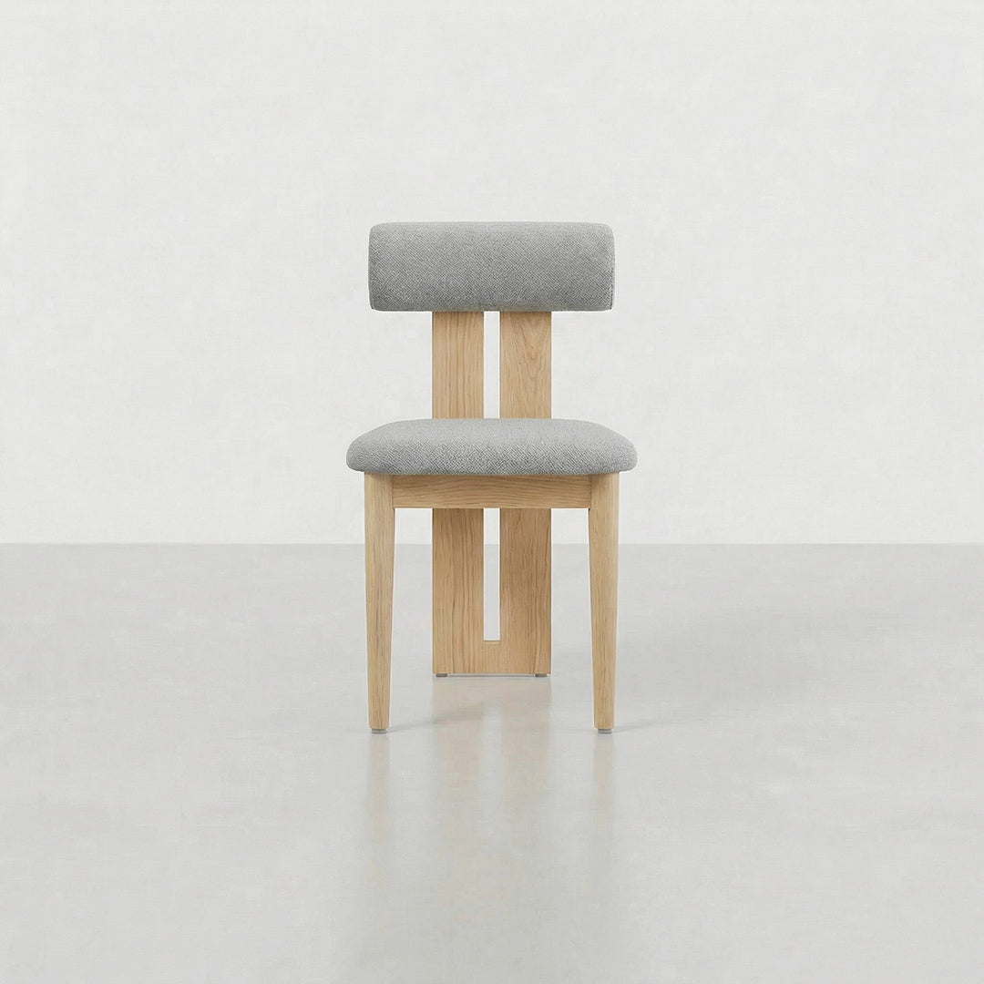 French Retro Mid-Century Upholstered Hippo Dining Chair, Nordic Solid Wood Accent Chair