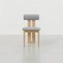 French Retro Mid-Century Upholstered Hippo Dining Chair, Nordic Solid Wood Accent Chair